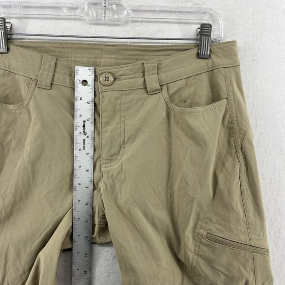 Eddie Bauer Cropped Pants Women's 8 Khaki Brown Midrise Zip Pocket Hiking Casual - Picture 4 of 13
